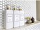 HARRA HOME Modern Gold Design Pump Bottle Set 27 oz Refillable Shampoo Conditioner Dispenser Empty Shower Plastic Bottles Pump Bathroom Lotion Body wash Massage Oils, Pack of 3 (White