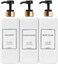 HARRA HOME Modern Gold Design Pump Bottle Set 27 oz Refillable Shampoo and Conditioner Dispenser Empty Shower Plastic Bottles with Pump for Bathroom Lotion Body wash Massage Oils, Pack of 3 (Black