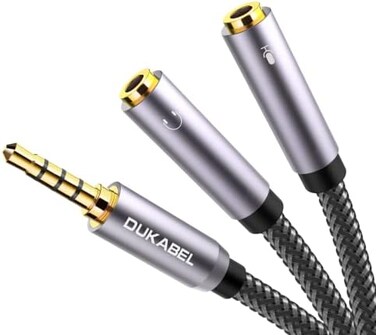 DUKABEL Headsets Splitter Adapter, 3.5mm Jack Separate HeadphoneMic Plug Adapter 3.5mm Combo Audio Adapter Cable for PS4 Gaming Headset PC Xbox One Laptop -11inch/30CM