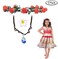 Buufan Girl Sapphire Necklace for Princess Moana Cosplay with Floral Wreath HeadbandFlower Hair Clip,Moana Movie Costume Accessories,Blue Pendant Necklace for Girl Children Birthday Party Dress Up