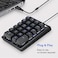 Rottay Number Pad, ROTTAY Mechanical USB Wired Numeric Keypad with Blue LED Backlit 22-Key Numpad for Laptop Desktop Computer PC - Black (Blue switches
