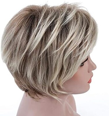 Rosastar Rosa Star Synthetic Hair Wig Ombre Light Brown to Blonde Short Wig for Women