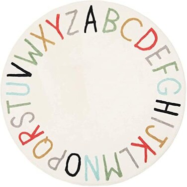 Topotdor Rainbow Round Kids Play Rug Alphabet Nursery Area Rug Extra Large Soft Crawling Play Mat for Children Toddlers Bedroom (71 inch, Multi Color