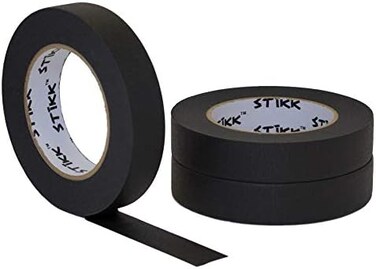 STIKK 3 pk 1" inch x 60yd Black Painters Tape 14 Day Easy Removal Trim Edge Finishing Decorative Marking Masking Tape (.94 in 24MM