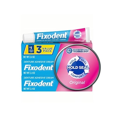 Fixodent Complete Original Denture Adhesive Cream, 2.4 oz, 3 PACK