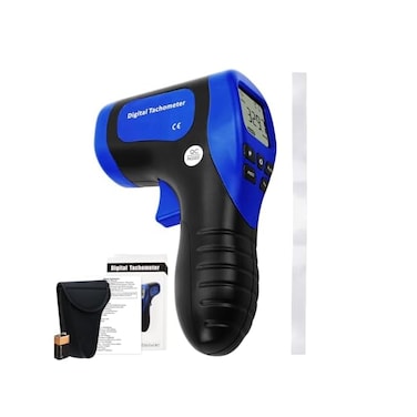 TEKCOPLUS Digital Non-Contact Handheld Laser Photo Tachometer Motor speed Gauge Tester Rotational Record(60 DataMAX/MIN/AVG0.02%1 Accuracy Measuring Range:2.5-99999RPM distance:50~500mm with Reflectiv