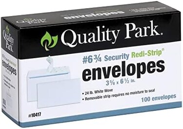 Quality Park6 3/4 Security-Tinted Envelopes with PeelSeal, 100-Pack, White &ndash; QUA10417