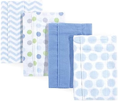 Luvable Friends Unisex Baby Cotton Flannel Burp Cloths, Blue, One Size