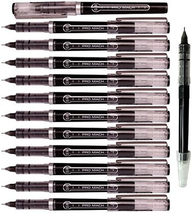 Morning Glory Pro Mach Roller Ball Pen - 0.38 mm-Fine Point Tip (Pack of 12 Pens