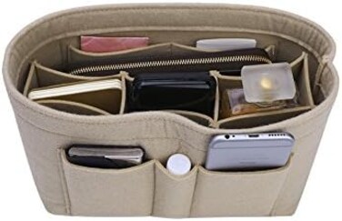 ZTUJO Purse Organizer Insert, Felt Bag Organizer For Handbag Purse Organizer (Small, Beige