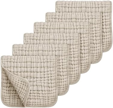 Looxii 100% Cotton Muslin Burp Cloths Large 20''x10'' Extra Soft and Absorbent 6 Pack Baby Burping Cloth for Boys and Girls (Apricot