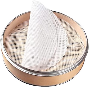 GUCUJI 4Pcs 25cm Non stick Silicone Steamer Liners Mesh Mat Pad Steamed Buns Dumplings Baking Pastry Dim Sum Mesh
