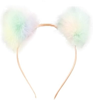 Funbase Kids Girls Colorful Pompom Ball Headband Fluffy Warm Faux Fur Hair Accessories Hairband