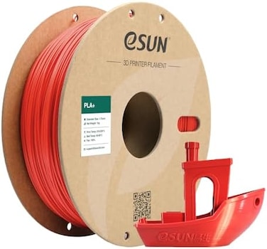 خيوط طباعة ثلاثية الأبعاد من إي صن، PLAFilament، قطر 1.75 مم، PLA Plus، دقة أبعاد ± 0.02 مم، بكرة وزنها 1 كجم (2.2 رطل)، لون أحمر