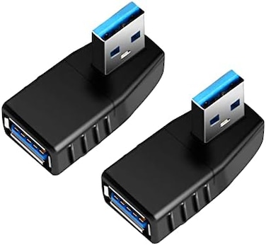 Oxsubor USB 3.0 Adapter 90 Degree Male to Female Coupler Connector Plug Left Right Up Down Angle (USB 3.0 Adapter Right 2PCS