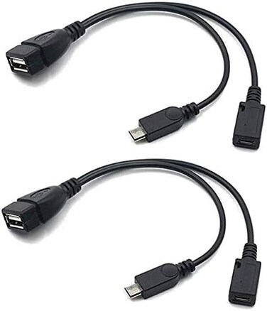 محول AuviPal 2 في 1 من Micro USB إلى USB (كابل OTG وكابل طاقة لأجهزة FireStick و PlayStation Classic وغيرها - عبوة من قطعتين)