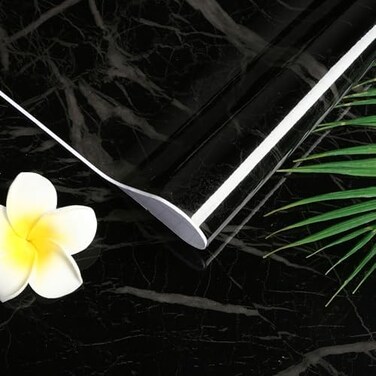 Oxdigi Marble Contact Paper for Kitchen Cabinet Shelf Door Table Closet Self-Adhesive PeelStick Film 24"x196" (Black