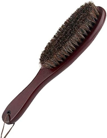 Cokaka Clothes Brush Lint Remover with Genuine Soft Horsehair and Brown Wooden Handle for Coat Men Suits Shoes Jacket Furniture Car Mat and Pet Hair (1-Pack