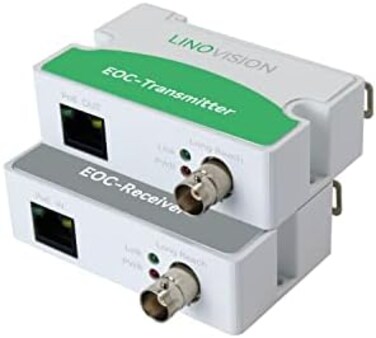 LINOVISION POE/Ethernet Over Coax EOC Converter IP Over Coax Max 1000m Power and Data Transmission Over Regular RG59 Coaxial Cable for Upgrading Analog Surveillance System to IP Surveillance System