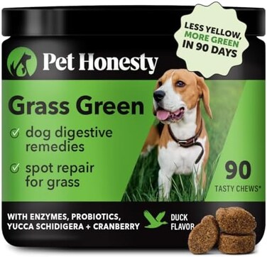 Pet Honesty GrassGreen Grass Burn Spot Chews for Dogs - Dog Pee Lawn Spot Saver Treatment Caused by Dog Urine - Cranberry, Apple Cider Vinegar, DL-Methionine Grass Treatment Rocks - 90 Chew Treats