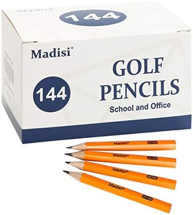 Madisi Golf Pencils,2 HB Half Pencils, 3.5" Mini Pencils, Pre-Sharpened, 144 Count