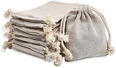 Calary 50pcs Double Canvas Drawstring Cotton Bags - Reusable Tea BagGift Sachet Bags - 2.75x4 Inch