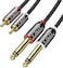 كابل J&D JD 2 × 6.35 مم إلى 2RCA مطلي بالذهب [غلاف نحاسي] [شديد التحمل] كابل محول صوت ستيريو 2 × 6.35 مم 1/4 بوصة ذكر TS إلى 2 RCA ذكر - 3 أقدام