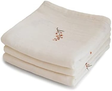 Mushie Organic Cotton Muslin Cloths 3-Pack for Babycare - Soft Multipurpose Cloths for Changing, CuddlingCleaning - Nursery Essential, Pre-Washed for Comfort - Flowers