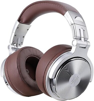OneOdio Over Ear Headphone, Wired Premium Stereo Sound Headsets with 50mm Driver, Foldable Comfortable Headphones with Protein Earmuffs and Shareport for Recording Monitoring Podcast PC (Silver