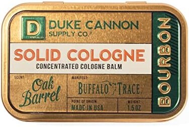 Duke Cannon Supply Co. - Solid Cologne Balm, Bourbon (Buffalo Trace Bourbon Fragrance(1.5 ozConcentrated Mens Cologne Concentrated Balm - Warm, Woodsy, Oak Barrel Scent, Bourbon Trail