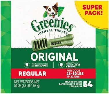 GREENIES Original Regular Natural Dental Care Dog Treats, 54 oz. Pack (54 Treats