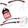 NoCry Safety Glasses with Clear Anti Fog Scratch Resistant Wrap-Around Lenses and Non-Slip Grips, UV Protection. Adjustable, BlackRed Frames