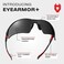 NoCry WorkSports Safety Sunglasses - with Green Tinted Anti Scratch Wrap-Around Lenses, Non-Slip Grips, UV 400 Protection, Adjustable Fit, BlackRed Frames