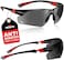 NoCry WorkSports Safety Sunglasses - with Green Tinted Anti Scratch Wrap-Around Lenses, Non-Slip Grips, UV 400 Protection, Adjustable Fit, BlackRed Frames