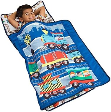 EVERYDAY KIDS Nap Mat with Removable Pillow -Princess Storyland- Carry Handle with Fastening Straps Closure