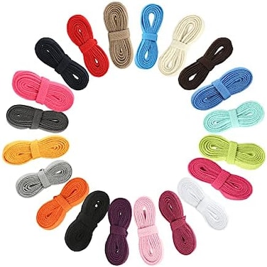 Juipniss 20 Pairs Flat Colored Shoelaces for Sneakers Skate Shoes Boots and Sport Shoes