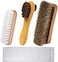 TAKAVU Shoe Shine Kit (4PCS- 100% Soft Horsehair Bristles Brush, Polish Applicator, Crepe Suede Shoes Brush, Microfiber Buffing Cloth for Shoes, Leather, Boot, Cloth, Bag