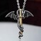 DUANMEINAD Glow in The Dark Dragon Sword Necklace Luminous Pendant Punk Titanium Steel Dragon Sword Wing Pendant Necklaces