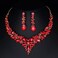 3/4 Pieces Women Jewelry Set Rhinestone Crystal Bride Statement Choker Necklace Tiara Crown Link Bangle Bracelet Teardrop Dangle Earrings Set