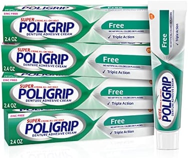 Super Poli-grip Original Formula Zinc Free Denture Adhesive Cream, 4 Count