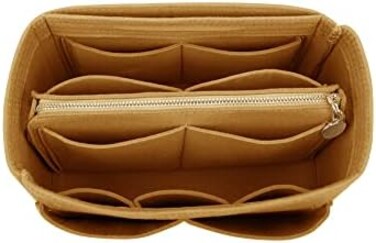 LEXSION Felt Purse Bag Organizer Insert with zipper Bag Tote Shaper Fit Speedy Neverful PM MM, 1-Brown, Large