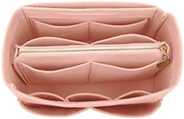 LEXSION Felt Handbag Storage Insert with Zipper for Speedy Neverfull MM GM, Pink, X-Large