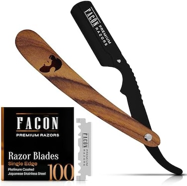 FACON 100 BLADESProfessional Vintage Straight Edge Barber Razor - Salon Quality Cut Throat Shavette