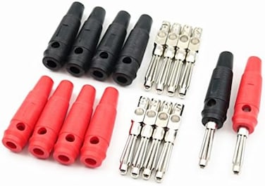 zhenyu 5Pairs Black and Red 32A High Current Screw Type 4mm Banana Plugs Male Stackable Connector Speaker Cable Adapter