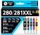 Smart Ink Compatible Ink Cartridge Replacement for Canon PGI-280XXL CLI-281XXL PGI 280 CLI 281 (PGBKBK/C/M/Y 5 Pack Combofor Pixma TS6120 TS6220 TS8120 TR7520 TR8520 TS9120 TS8220 TS9520 TS9521C