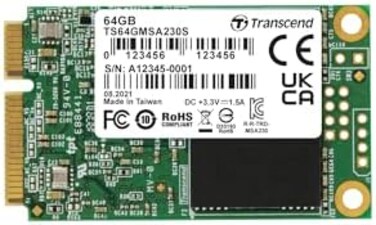 Transcend TS64GMSA230S 64GB mSATA 2,5" SSD 230S SATA III 6Gb/s interface, Silver