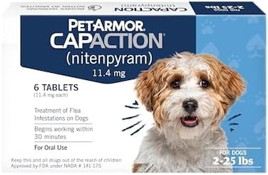 PetArmor CAPACTION (nitenpyramOral Flea Treatment for Dogs, Fast Acting Tablets Start Killing Fleas in 30 Minutes, Dogs 2-25 lbs, 6 Doses
