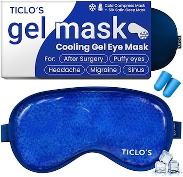 TICLO's Cooling Eye MaskGel Eye Mask For Migraines, Dry Eyes, Puffiness, Dark CirclesReusable Cold Eye MaskEye Ice Pack After SurgeryBead Ice Face Cold Therapy Compress SinusHeadachesSleep Mask