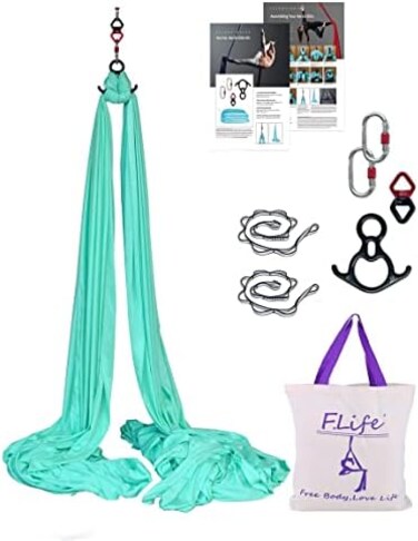 F.Life Aerial Silk Yoga Hammock- Hardware Kit Durable 10 Yards