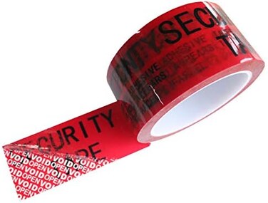 TamperSeals Group 1 Roll 100% Total Transfer Tamper Evident Security Void Tape (Red 2" x 55yds x 2mil- TamperSeals